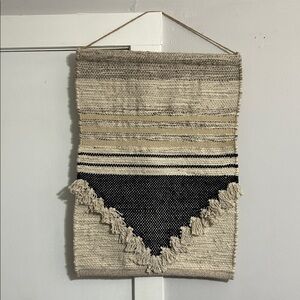 Handwoven Black and Cream Wall Hanging